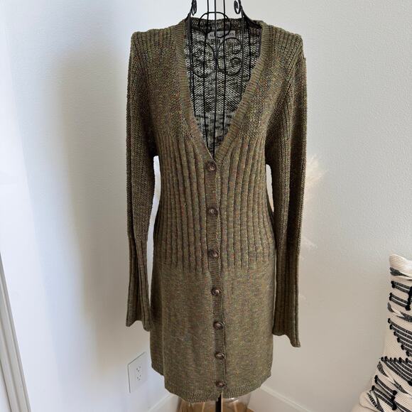 Revolve All The Ways Olivia Knit Cardigan Sweater Dress Olive Multi Medium - Picture 2 of 11